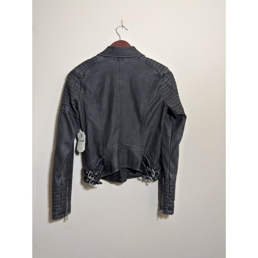 Altar'd State Jacket Women's Size XS Black Faux Leather Biker Motto Streetwear - Picture 3 of 16